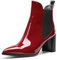 Castamere Donna Polacchine Tacco a Blocco Stivali Chelsea 7.5CM Medio Tacco Pelle Verniciata Borgogna Scarpe EU 38
