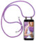 moex Handykette für Huawei P10 Lite Hülle mit Band abnehmbar, Handyhülle mit Kette zum Umhängen, Handyband Kordel Umhängehülle, Necklace Handy Umhängeband, Lila Pink