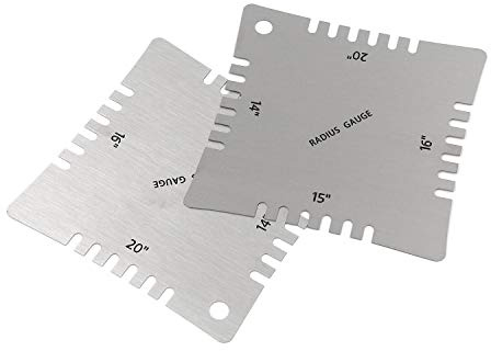 Bitray 4 x Edelstahl-Gitarren-Radienlehre, Griffbrett, Gitarren-Lineal, Griffbrett-Messwerkzeug-Set für E-Bass, Akustikgitarre und Bass.