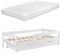 [en.casa] Kinderbett Borgarnes mit Matratze, Rausfallschutz und Schubladen 90x200 cm Jugendbett mit Schutzgitter mit Kaltschaummatratze und Bettkasten Kiefernholz Bett Weiß