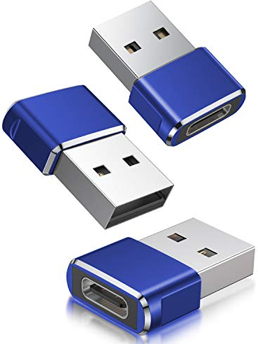 BASESAILOR Adapter USB auf USB C, 3 Stück, Typ C weiblich, USB A Stecker, Konverter, Ladegerät für iPhone 12 13 14 15 Pro Max XR, iPad Air 4 5 Mini 6 Generation, AirPods, iWatch Apple Watch Serie 7 8