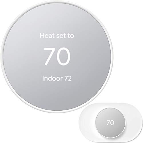 Google Nest GA01334-US - Termostato inteligente para el hogar - Termostato WiFi programable - Nieve - Paquete con kit de ajuste de termostato Google Nest a juego, placa de montaje en pared GA01837-US