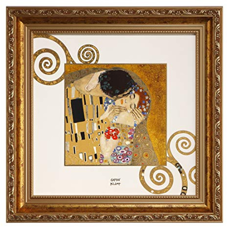 Gustav Klimt Wandbild DER KUSS 31,5x31,5cm creme gold Goebel Porzellan WA