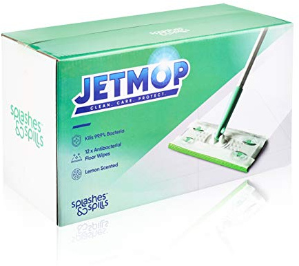 Jetmop Starter Kit - Mop with 12 x Lemon Scented Antibacterial Floor Wipe Refills