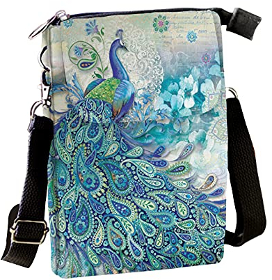 COEQINE Crossbody-Tasche, Schultertasche, für Damen, Mädchen, Freizeit, Reisen, Mehrzweck-Tagesrucksack, Handtasche, pfau, Einheitsgröße