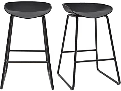 Miliboo Design-Barhocker Schwarz mit Metallbeinen (2 STK.) Pebble