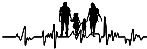 Aufkleber Herzschlag Tiere Breite 27cm Lifeline Heartbeat Deko Sticker Selbstklebend für Auto Kühlschrank Laptop Autoaufkleber K150 (Schwarz Matt, 07 Familie)