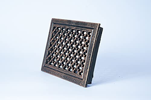 SEZAM Griglia di ventilazione in ghisa 22,3 x 2,3 x 15,5 cm, per stufe in maiolica, forni a legna e caminetti - griglia per aria calda- griglia d'ariaper stufa, verniciato color rame