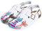 CLINIC DRESS Clog - Clogs Damen bunt weiß Motiv. Schuhe für Krankenschwestern, Ärzte oder Pflegekräfte weiß/pfirsichrosa/blau, Katzentrio 37