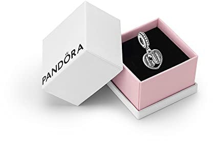 Pandora Moments Women's Sterling Silver 60 Years of Love Cubic Zirconia Dangle Charm for Bracelet, With Gift Box
