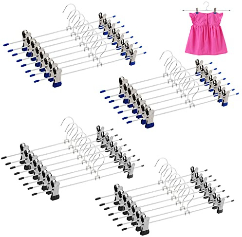 NGOSUET 30 Stück 40cm Metall Hosenbügel Kleiderbügel, Hosenbügel aus Metall Rockbügel mit verstellbaren Clips, Kleiderbügel Klammerbügel für Hosen Socken Röcke