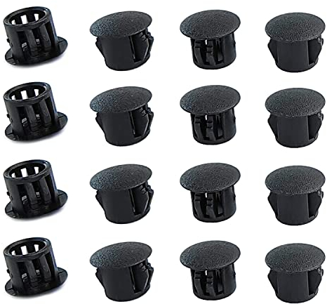 Qrity 20 Stück Abdeckstopfen Kunststoff, 6mm Lochstopfen Rohrabdeckung Stopfen Abdeckstopfen, Schwarz, für Möbel Bohrungen
