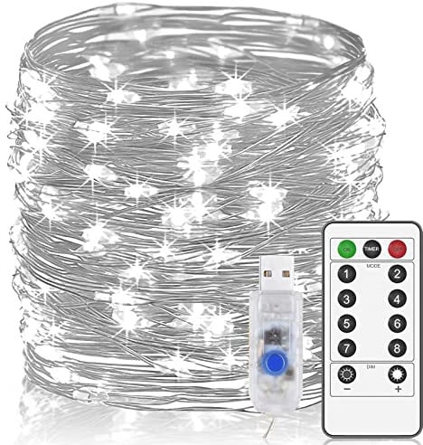 Melofo Fairy String Lights 20M 200Leds Fairy LED Nights Lights USB Powered Remote Control Waterproof 8 Modes String Copper Wire Lights for Indoor Outdoor Party Wedding Christmas Tapestry Decorations