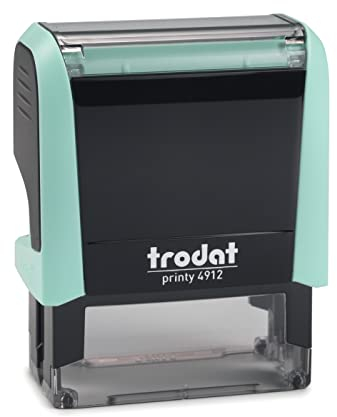 Personalisierter Adressstempel Trodat Printy 4912 Pastell Mint – Selbstfärbender Stempel mit individuellem Wunschtext zum Bestellen – 5 Zeilen Text, Abdruck 47 x 18 mm