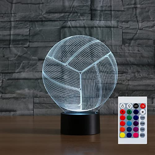 SUPERHONGJIHAO Nachtlicht für Kinder, 3D-Volleyball-LED-Lampe mit Fernbedienung, 16 Farbwechsel, Weihnachts-Geburtstagsgeschenk für Kinder