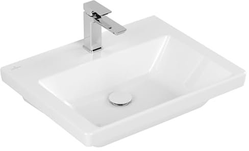 Villeroy & Boch Subway 3.0 Schrankwaschtisch, 600 x 470 mm, 1 Hahnloch, ohne Überlauf, geschliffen, 4A706L, Farbe: Weiß Ceramicplus