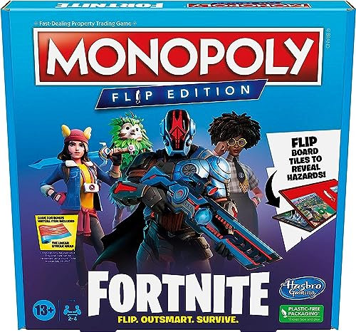 Monopoly Flip Edition: Fortnite - gioco da tavolo, Monopoly ispirato al videogioco Fortnite, giochi da tavolo per adulti e adolescenti