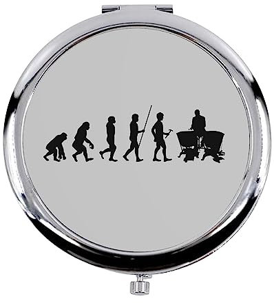 Fabulous Miroir de Poche en métal Gris - Evolution Percussion Classique Orchestre Timbales Instrument Musicien - (Diamètre 70 mm)