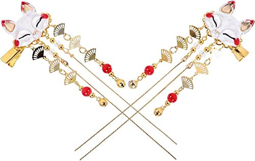 Damen Kopfbedeckung Haarnadeln, Haarschmuck, 2 Stück japanische Geisha Haarspangen chinesische Vintage Quaste Haarnadel Kimono Braut Hanfu Haarschmuck for Frauen Mädchen