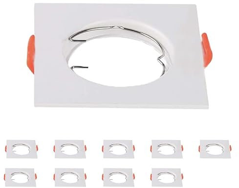 ZOREI 10 Pezzi Portafaretti GU10, Porta Faretti Da Incasso, Modello Fisso Con Molla, Foro 65mm, Rotondo e Quadrato, Portalampade Escluso (Quadrato 81X81X40mm, Bianco)