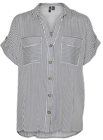 VERO MODA Women's Vmbumpy S/S Shirt WVN Ga Noos Short Sleeve Blouse, Blue, S