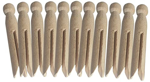 EKDJKK Pinzas redondas de madera para ropa, 12 piezas antiguas de estilo tradicional, pinzas de muñeca de madera sin terminar para bricolaje, pintura artística al aire libre, hogar, cocina, viajes