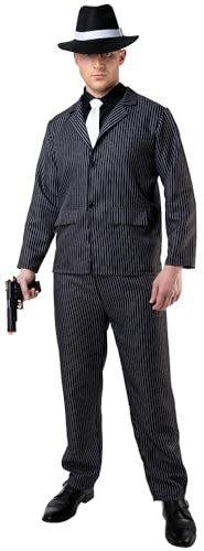 Wicked Costumes Adult Mens 1920s Gangster Fancy Dress Costume – Mafia Suit Outfit Parties, Stag Nights & Events