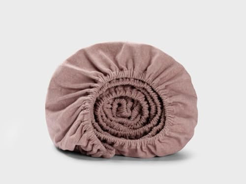Yumeko Spannbettlaken Velvet Flanell Mauve Chambray 180x200x30 - GOTS
