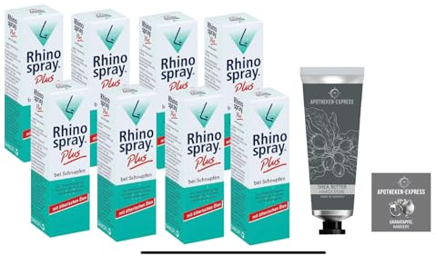 Rhinospray plus bei Schnupfen - Befreit die Nase effektiv mit Tramazolin und ätherischen Ölen, 6 x 10 ml inkl. Handcreme ODER Handseife von Apotheken-Express