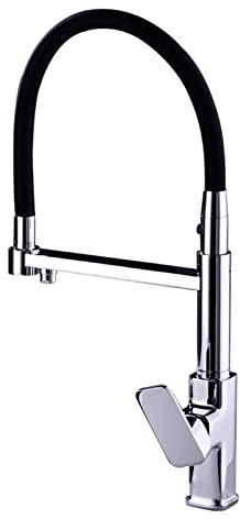 3 Way Kitchen Tap Pull Out Spray Mixer Tap Kitchen Sink Pull Out Spray Black Silicone Hose Kitchen Mixer Taps with Swivel Spout 3 in 1 Water Filter Tap