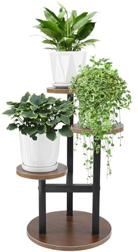 VIEWALL Portafiori Porta Piante per Uso Interno ed Esterno,Scaffale per Piante a 3 Livelli in Legno e Metallo,Scala per Fiori Multifunzionale per Angolo,Soggiorno,Balcone,Giardino,Terrazza