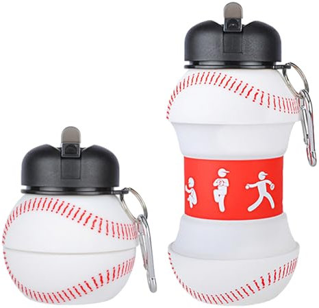 Xafrstyu Bouteille d'eau Pliable en Silicone, Bouteille d'eau en Sport, Bouteille d'eau Créative, Portable et Amusante pour La Course à Pied (Baseball)