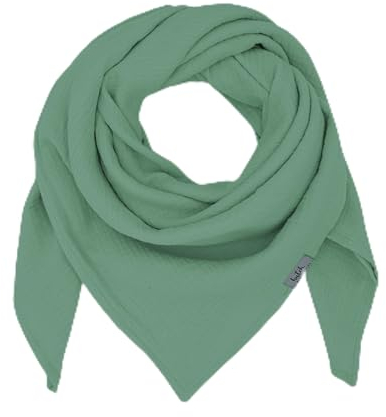 Neu hutch&putch Musselin-Halstuch Unisex 135cmx135cm - Dreieckstuch Erwachsene aus Bio Baumwolle - Schal für Erwachsene - weiches Musselin Halstuch (Eucalypus)
