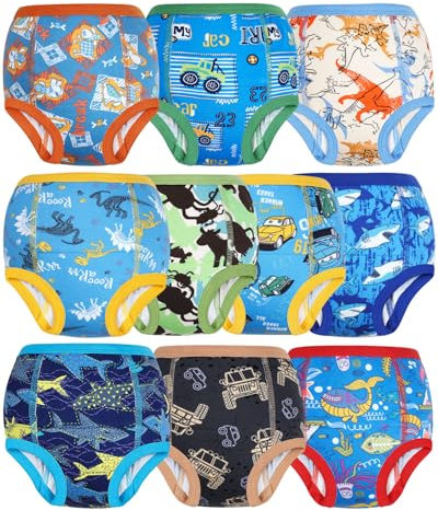 FLYISH DIRECT Baby Töpfchen Trainingshose, Packung mit 10 Kinder Töpfchentraining Unterwäsche für Jungen und Mädchen, 120/5T