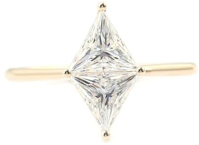 Ringe Frauen Elegant, Wedding Rings 18K Gold Größe 62 (19.7) Moissanit Triangelschliff Weiß Npassbar Für Neujahr Hochzeitsringe Vintage