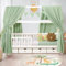 iLuane Hausbett Himmel aus 100 % Baumwolle Musselin – Stoffhimmel Kinderbett Deko mit Schleifen – Betthimmel für Mädchen & Jungen – Vorhang für Hausbett – in 6 Farben & 4 Größen