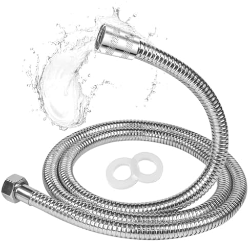 Shower Hose 3.0m Stainless Steel Extra Long Shower Pipe, Replacement Flexible Shower Hose, High Pressure Resistance, Anti-Kink and Leak-Proof with 2 Washers, Chrome Universal G 1/2 Connection (118In)