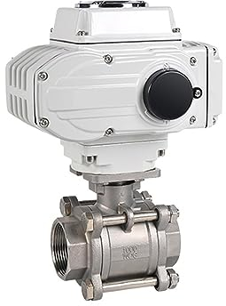 equipo de válvula de bola, Válvula de bola Válvula de bola de rosca motorizada de 1/4'', válvula de bola eléctrica de puerto completo de acero inoxidable con vías I2, tipo encendido y apagado