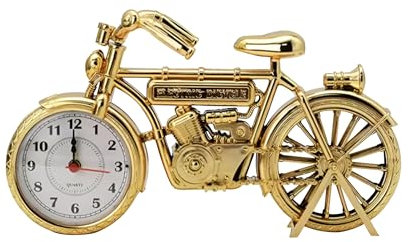 Klassische Fahrrad-Tischuhr – tickende Retro-Uhr im Vintage-Stil mit antikem Gold-Finish für Heim-, Büro- und Café-Dekor Fahrradliebhaber