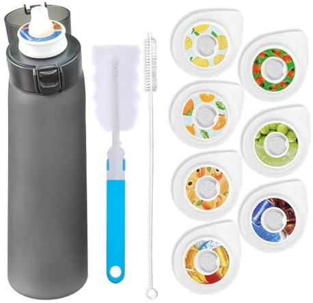 Generisch Trinkflasche Starter Up Set mit 7 aromatischen Kapseln, Trinkflaschen 650 ml Flasche Obst Duft Süßwasser E%0 Tasse Wasser für und Outdoor Fitnessstudio (A09)