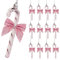 12 Pcs Candy Cane Christmas Decorations,5.5inch Glitter Candy Cane Bows for Xmas Tree Hanging Ornament Holiday Festival Party Home Decoration (Pink)