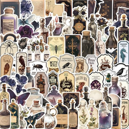 Potion Bottle Aufkleber 100Stück Vinyl Cartoon Zaubertrank Flasche Sticker für Laptop Skateboard Fahrrad Gepäck Koffer Auto,Funny Wasserdicht Wasserflaschen Etiketten Aufkleber für Jugendliche Kinder