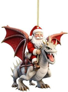 Style 3 Santa Claus and Dinosaur Christmas Tree Ornaments,Acrylic Christmas Tree Decorations Pendants for Decorations