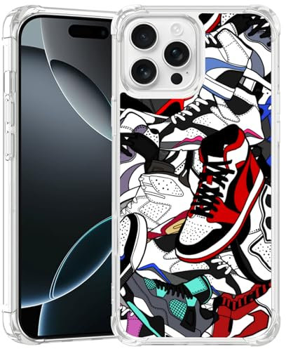 Axulimin Cool Shoe Clear Phone Case for iPhone 16 Pro Max Case for Teen Boys Men Kids Boys -6.9Inch