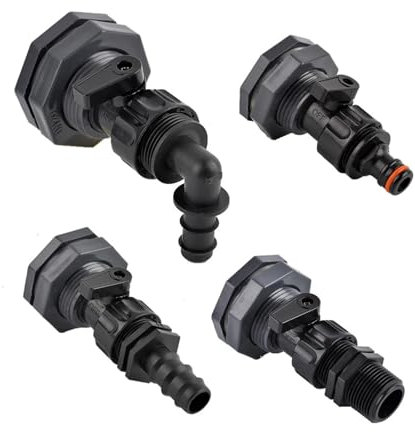 Accesorios para Barriles De Lluvia 3/4 Thread PVC Bulkhead Fitting, Pipe Connector for Rain Barrel Garden Hose Adapter Kit Water Tank Gallon Drain Bucket Accesorios para Depósito(E)