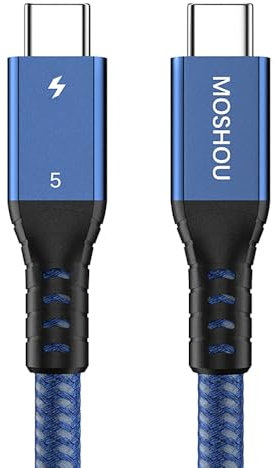SEEMINE Más Recien Cable USB 4 Admite DP2.1 PCI-E,Coaxial, Transferencia de Datos a 120Gbps 240W Thunderbolt 5 cable USB C a USB C compatible con iPhone 16, Mac Mini M4/ Pro(0.5M)
