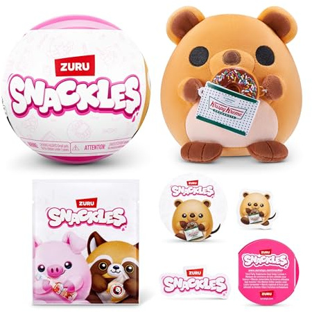 Snackles 13 cm großes Plüschspielzeug Serie 3 von ZURU, Plüschspielzeug mit Snackmarken-Accessoire, Core Licensed
