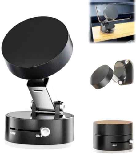 2025 New Vacuum Magnetic Phone Holder, Suction Mount for All Phones - Foldable and Retractable Double-Sided for Kitchen, Bathroom and Desk (Black)