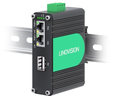 LINOVISION Industrial 2 Ports gigabit BT90W PoE++ Switch mit Fiber SFP Uplink, IEEE802.3af/at/bt Mini PoE Switch, IP40, kompakter PoE Injektor für PTZ Kamera, PoE Beleuchtung, VoIP Telefon, Wireless A