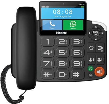 Booso Teléfono Inalámbrico con Tarjeta SIM, Grabadora de Video WiFi Tuya, Red 4G y Alarma de Radio para el Hogar y la Oficina, Enchufe de la UE